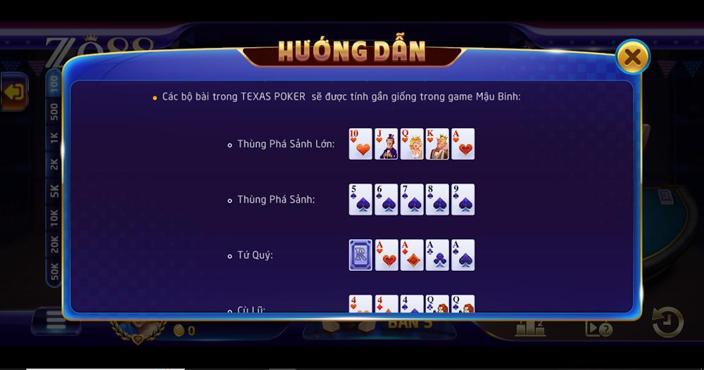 Bảng thứ hạng tay bài trong trò chơi poker
